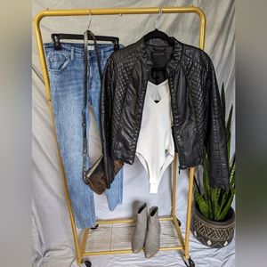 Faux Leather Jacket Size M Cropped